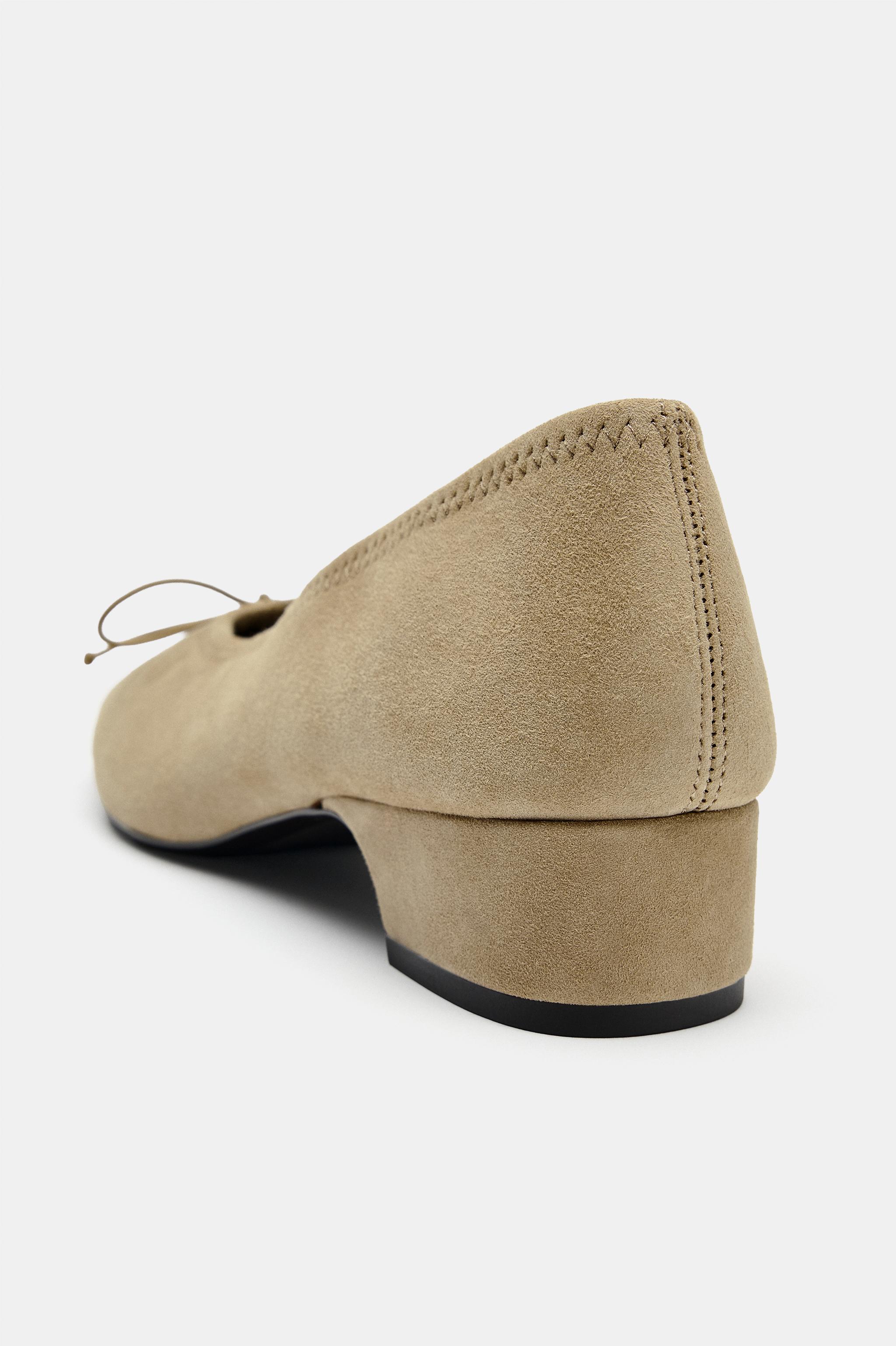 SUEDE HEELED BALLET FLATS
