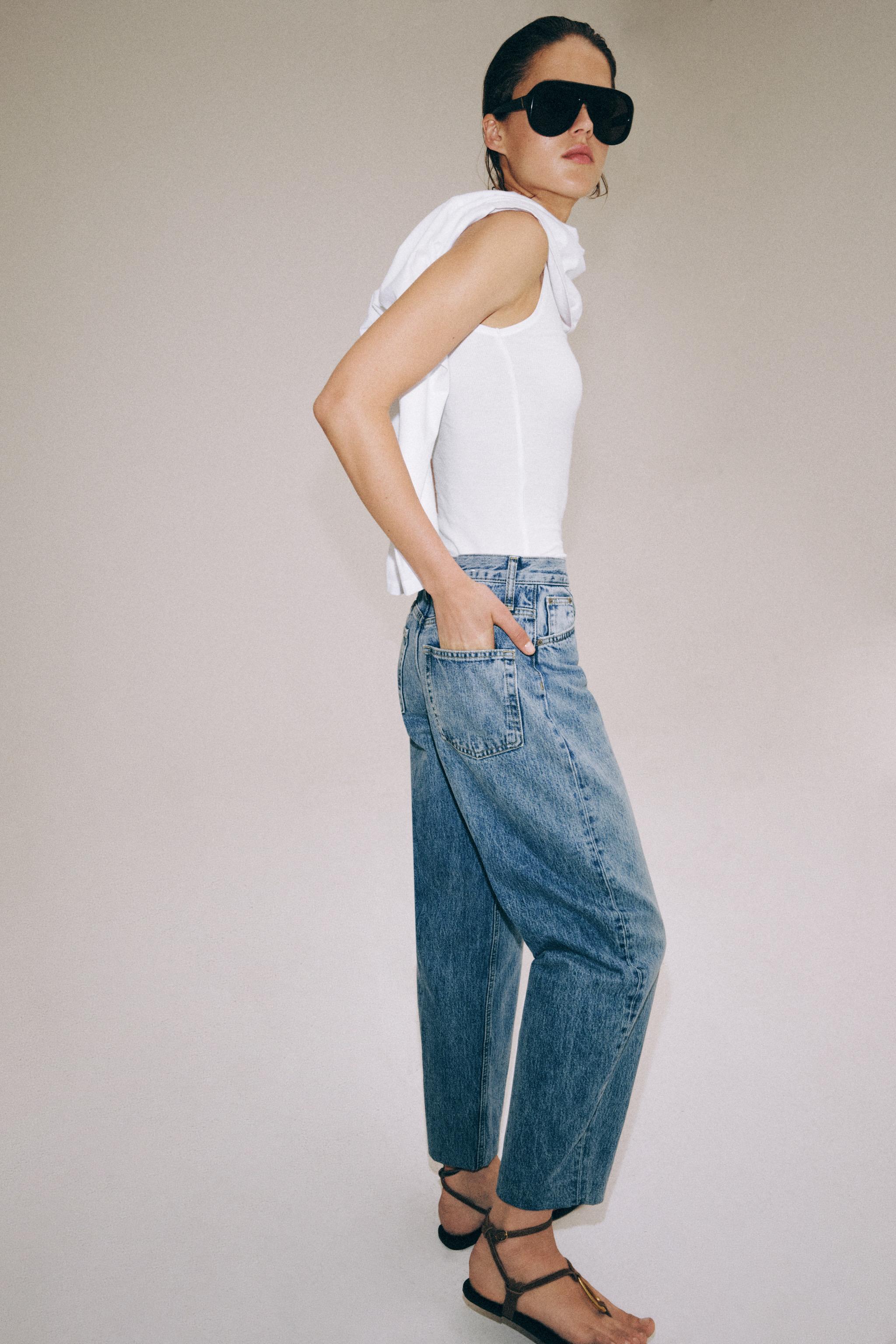 ZW COLLECTION HIGH WAIST STRIPED TAPERED JEANS