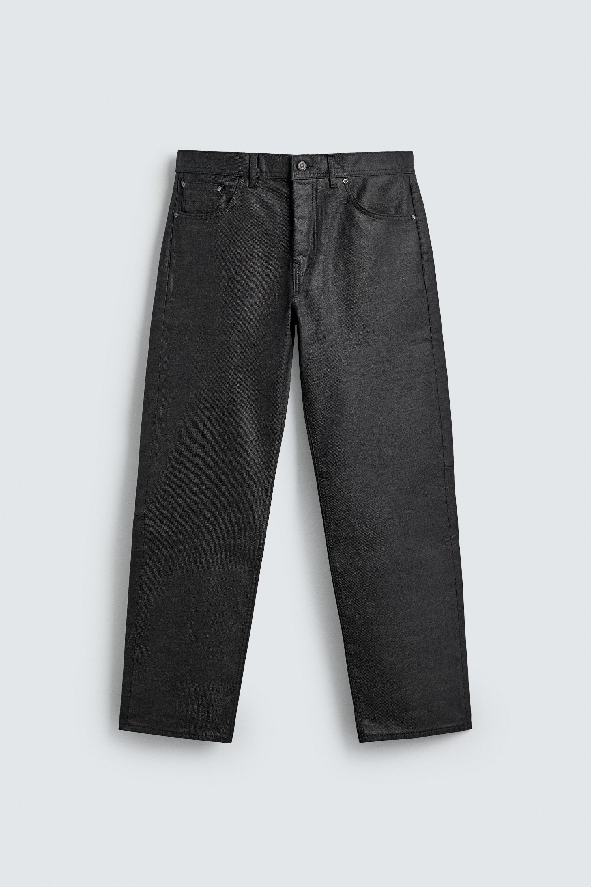 ストレートフィットワックスフィニッシュデニムパンツ - ブルー | ZARA