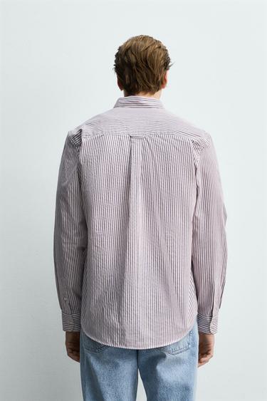 CHEMISE REGULAR FIT À RAYURES - Rose / Blanc de Zara - Image 2
