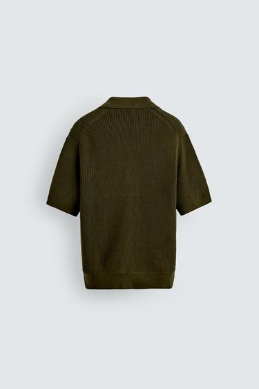 MERCERISED COTTON KNIT POLO SHIRT - Khaki by Zara - Image 6