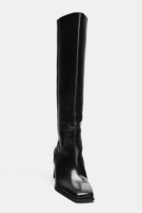 BOTTES À TALONS CARRÉS - Noir de Zara - Image 4