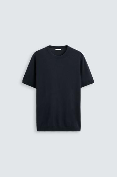 CAMISETA PUNTO MEZCLA VISCOSA - Marino de Zara