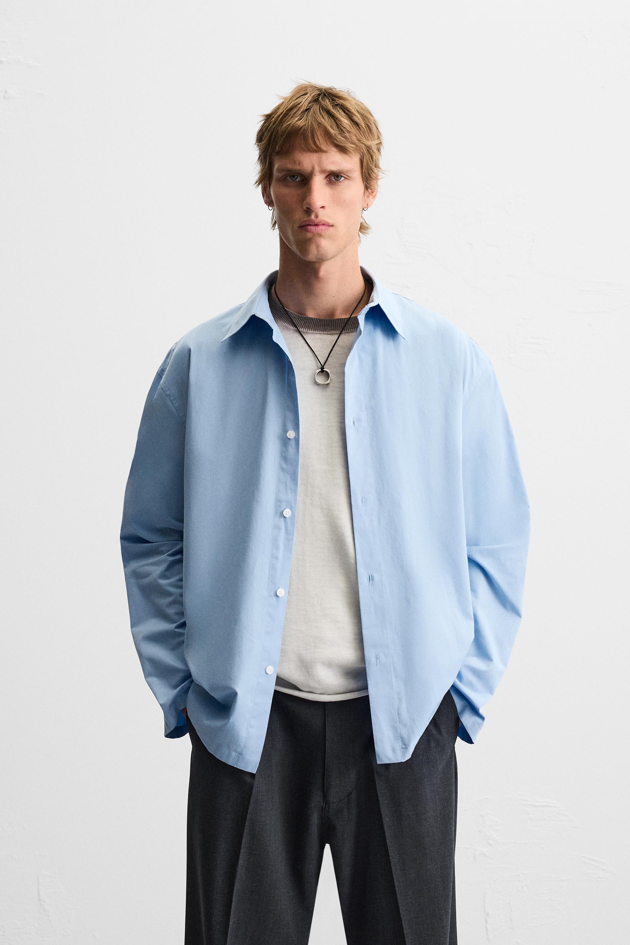 プリーツリラックスフィットシャツ - 空色 | ZARA Japan / 日本