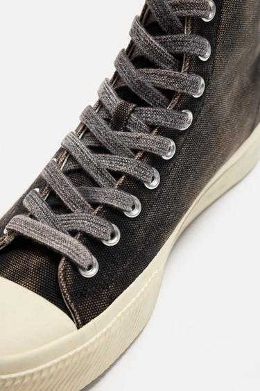 FABRIC HIGH-TOP SNEAKERS - Black by Zara - Image 4