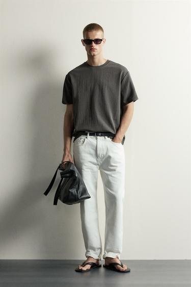 T-SHIRT RELAXED FIT STRUCTURÉ - Marron foncé de Zara - Image 0