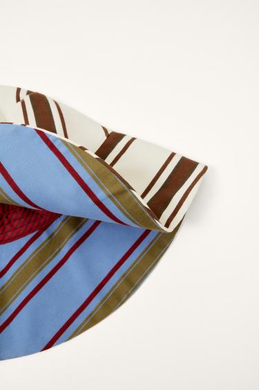 LIMITED EDITION STRIPED REVERSIBLE BUCKET HAT - Ecru by Zara - Image 7