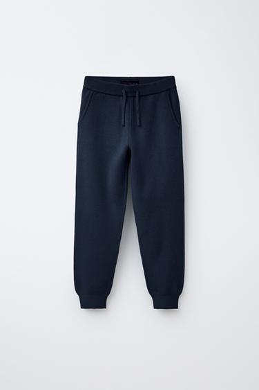 SOFT KNITTED JOGGER TROUSERS - Blue by Zara