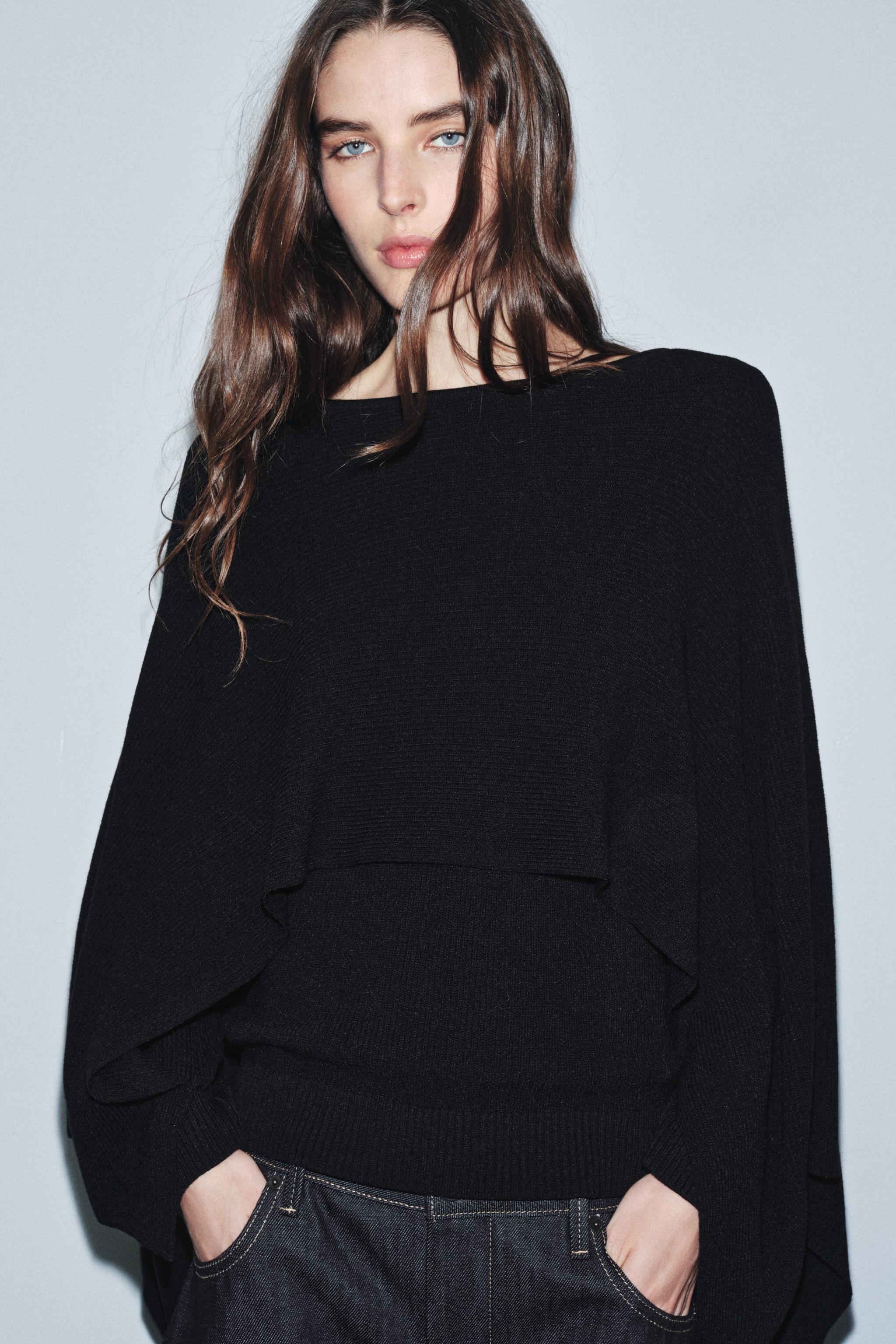 KNIT JUMPER WITH CAPE - Black | ZARA United States