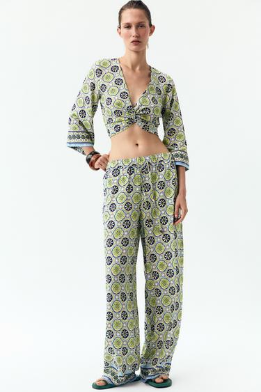 PANTALON LARGE IMPRIMÉ - Multicolore de Zara - Image 4