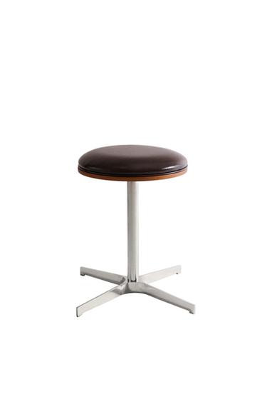 Zara LEATHER AND STAINLESS STEEL STOOL - Chocolate brown