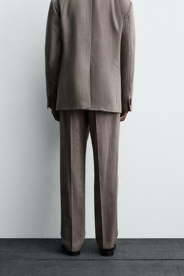 PANTALON DE COSTUME 100% LAINE - Marron clair de Zara - Image 1