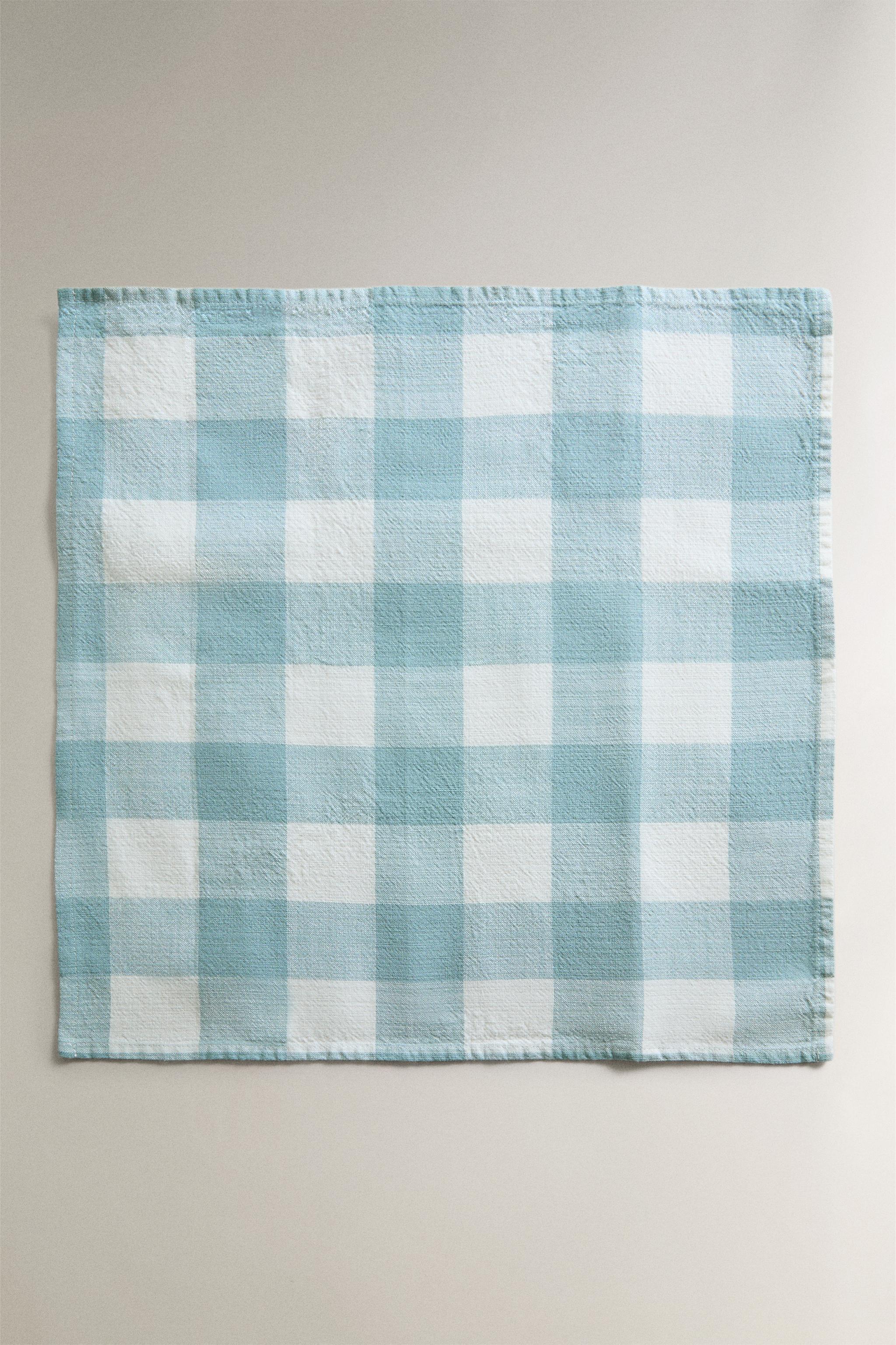 SERVIETTES DE TABLE COTON CARREAUX (LOT DE 2)