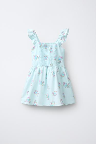 ROBE À VOLANTS IMPRIMÉ FLEURI - Bleu pastel de Zara - Image 1