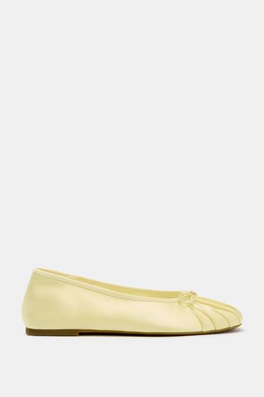 SATIN BALLET FLATS WITH BOW - Yellow by Zara - Image 2