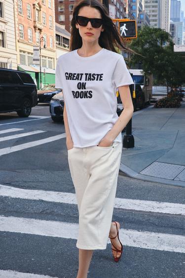 SLOGAN T-SHIRT - Oyster-white by Zara
