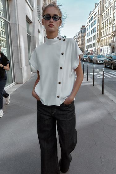 SHIRT WITH CONTRAST BUTTONS - Oyster-white by Zara - Image 0