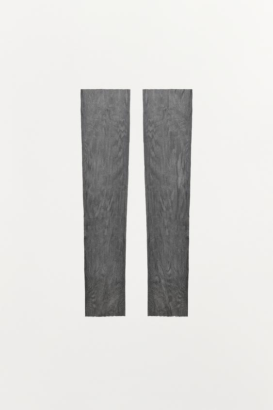 Zara 100% SILK MITTENS - Gray - Image 0