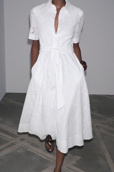 ROBE CHEMISE BRODERIES ZW COLLECTION - Blanc de Zara - Image 5