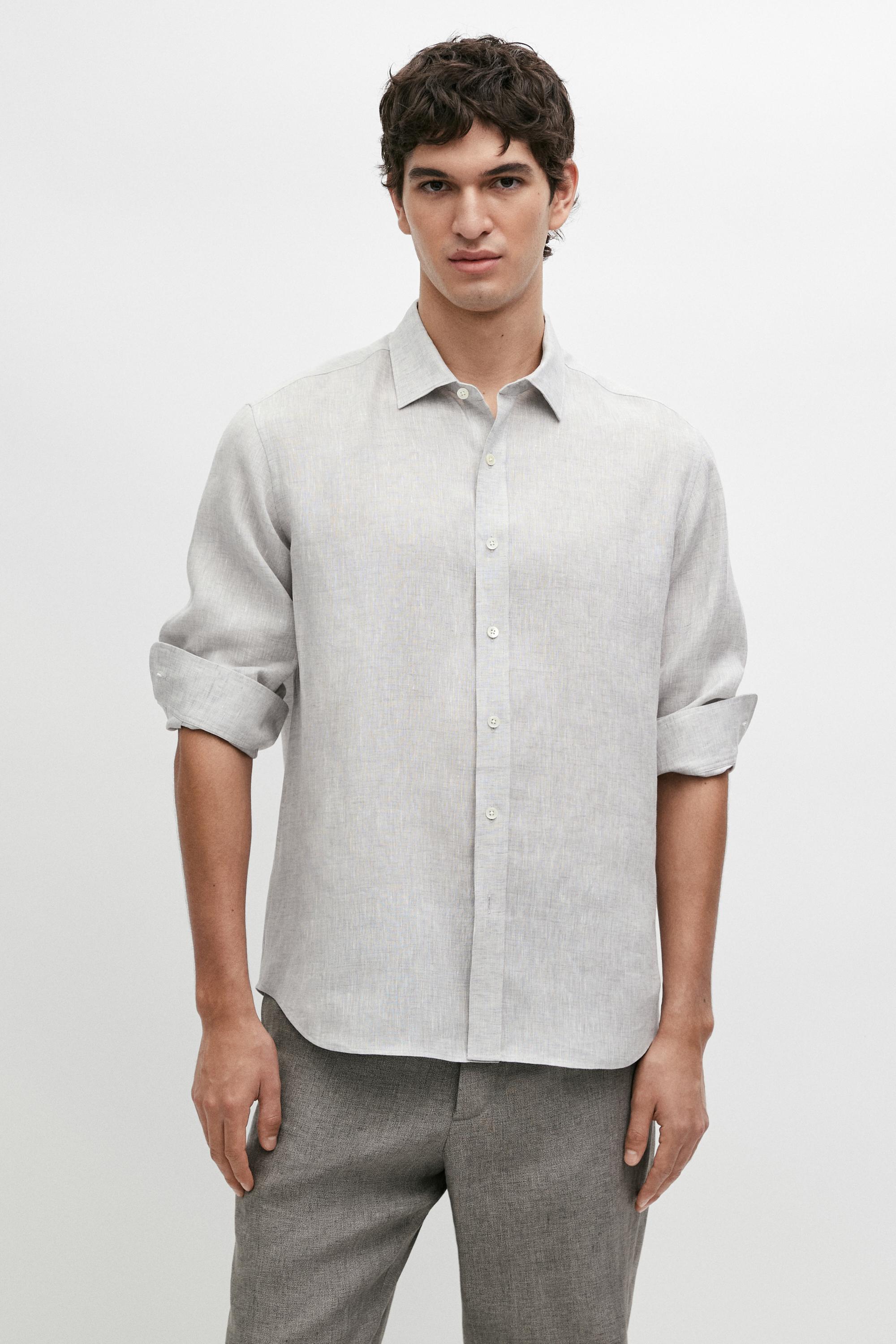 Chemise regular fit délavée 100 % lin