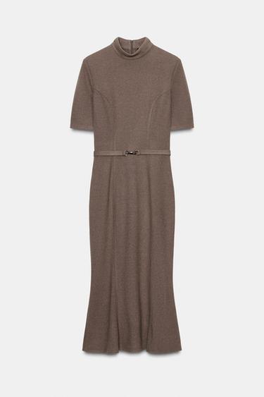 SOFT BELTED DRESS - brown vigore by Zara