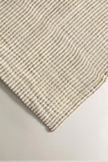 KIDS' STRIPED MUSLIN FLAT SHEET - Green by Zara - Image 2