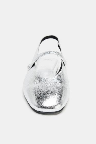 BALLERINES EFFET MÉTALLISÉ - Argent de Zara - Image 6