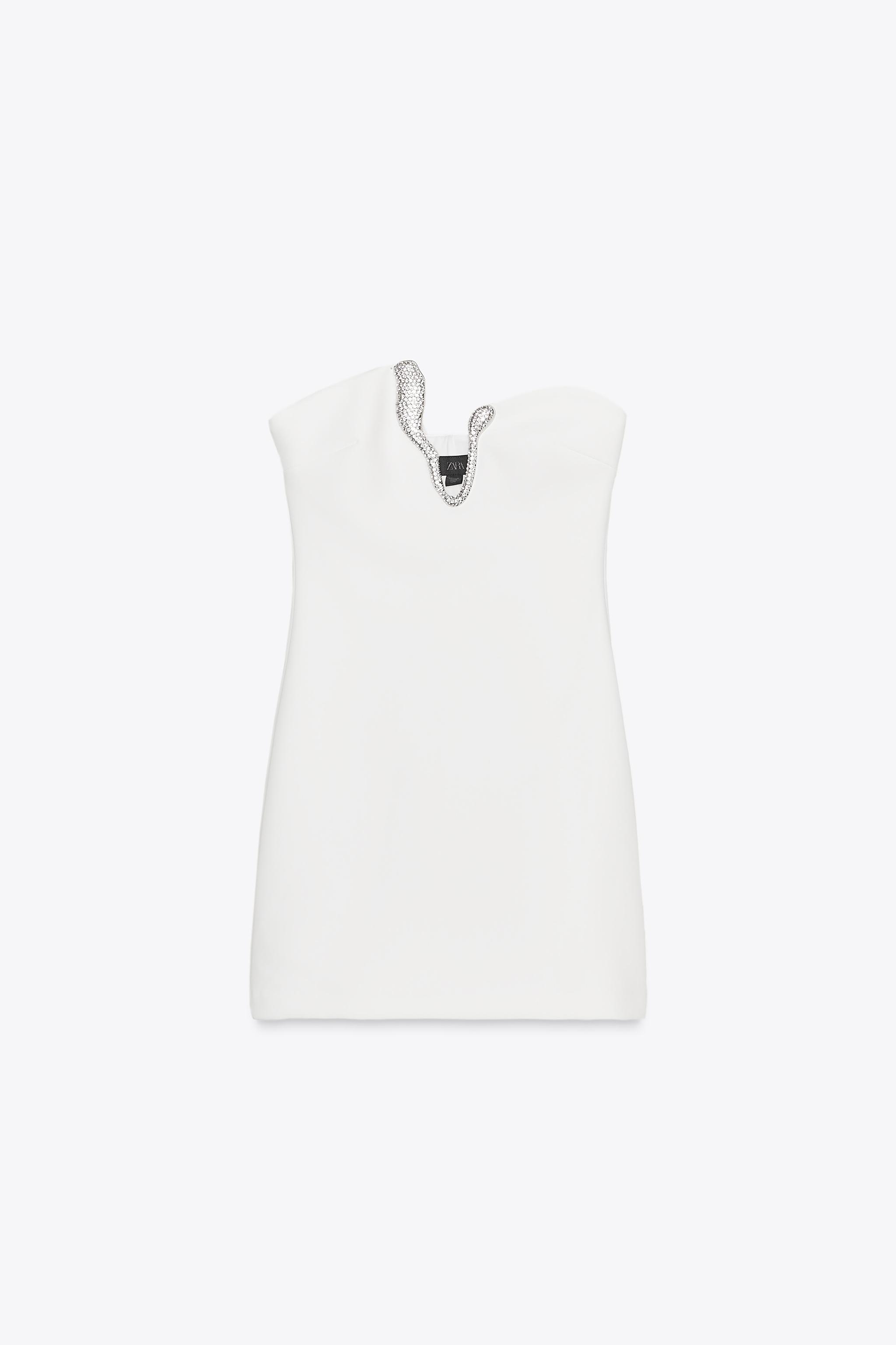 SHORT DRESS WITH JEWEL APPLIQUÉ - White | ZARA United States