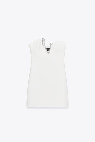 JEWEL DETAIL SHORT DRESS - White by Zara - Image 4
