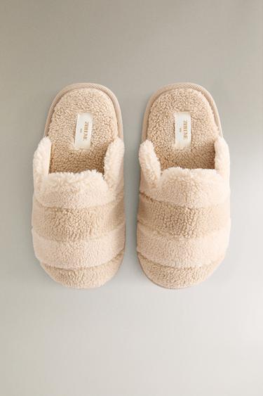 KIDS' FAUX SHEARLING MULE SLIPPERS - Light beige by Zara - Image 2