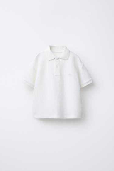 Zara PALM TREE EMBROIDERED POLO SHIRT - White - Image 0