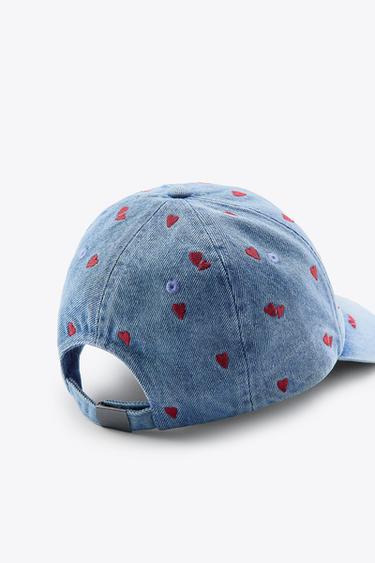 DENIM CAP WITH HEART EMBROIDERY - Navy blue by Zara - Image 3
