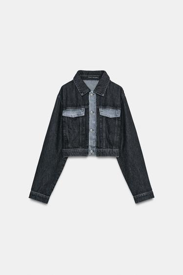 Z1975 CROPPED CONTRAST DENIM JACKET - Grey by Zara