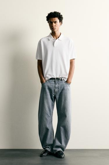 Zara 直筒圓弧版牛仔褲 - 藍色