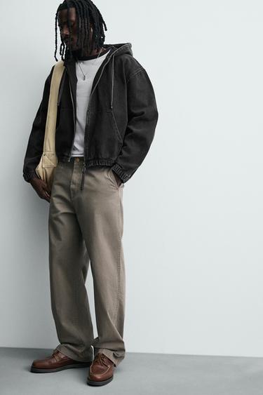 VESTE DÉLAVÉE À CAPUCHE - Charbon de Zara - Image 5