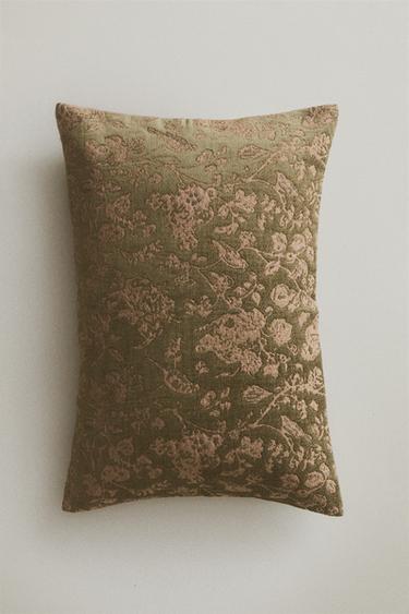 FUNDA COJÍN FLORES - Verde medio de Zara