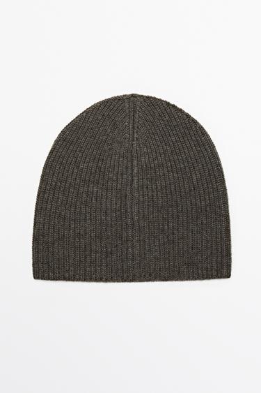 100% cashmere knit beanie — Dark khaki 1