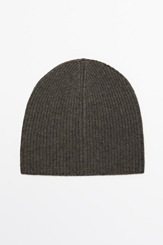 Zara 100% cashmere knit beanie - Dark khaki - Image 0
