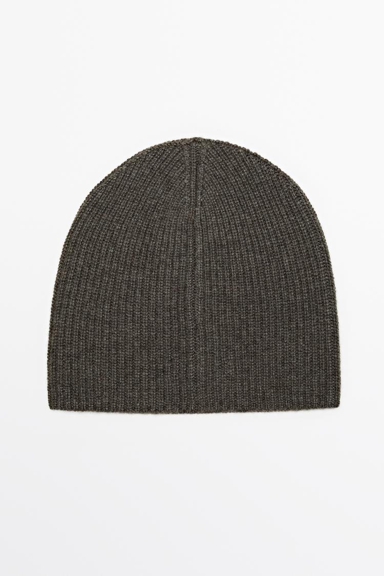 100% cashmere knit beanie — Dark khaki