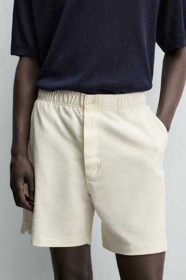 REGULAR FIT JOGGER BERMUDA SHORTS - Oyster-white by Zara - Image 4