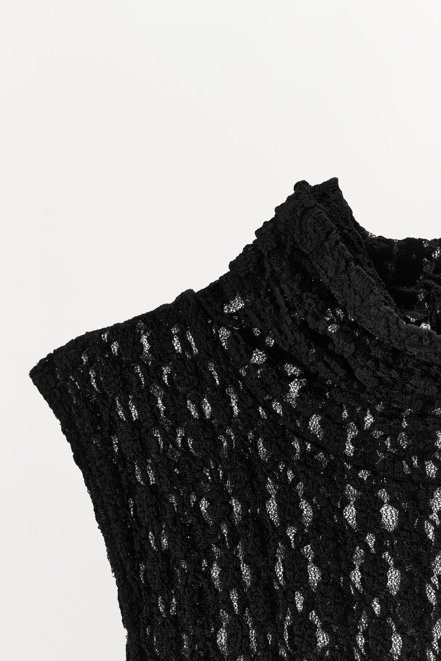 Женский топ Zara High-Neck Lace Top, цвет: Чёрный — фото 8