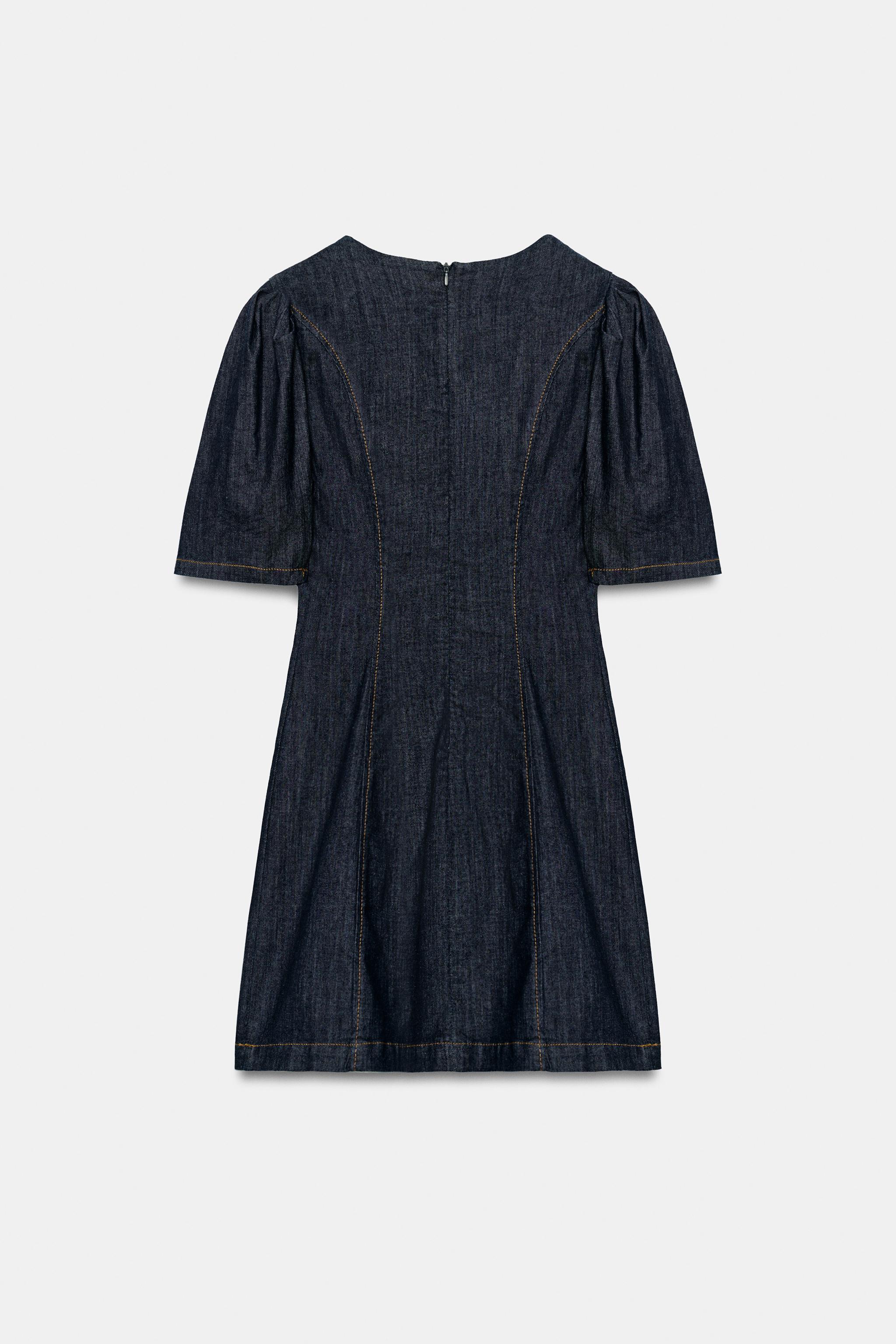 Zara Z1975 SÜSLÜ DÜĞMELİ MİNİ DENIM ELBİSE görsel 8