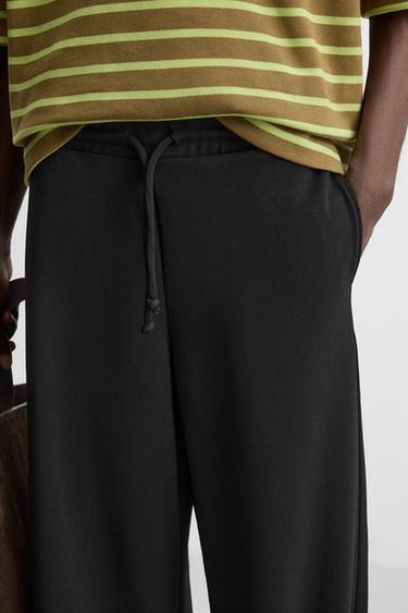INTERLOCK TEXTURED WIDE-LEG TROUSERS - Black by Zara - Image 5