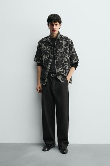 Zara FLUID COMBINATION PRINT SHIRT - Black