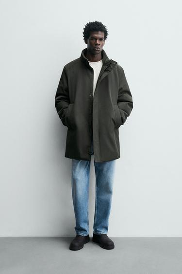 Zara DETACHABLE WATER REPELLENT TECHNICAL PARKA - Dark green