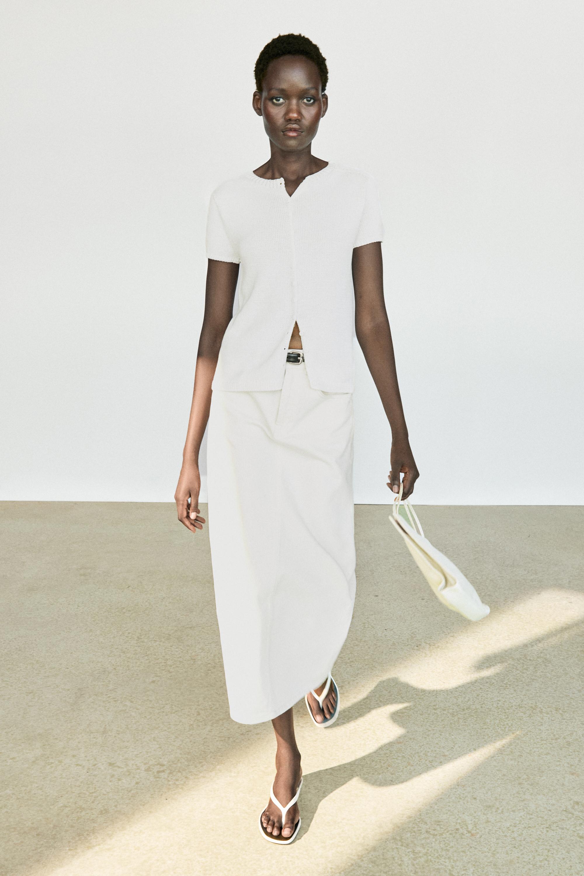 Cotton silk blend knit cardigan - White | ZARA United States