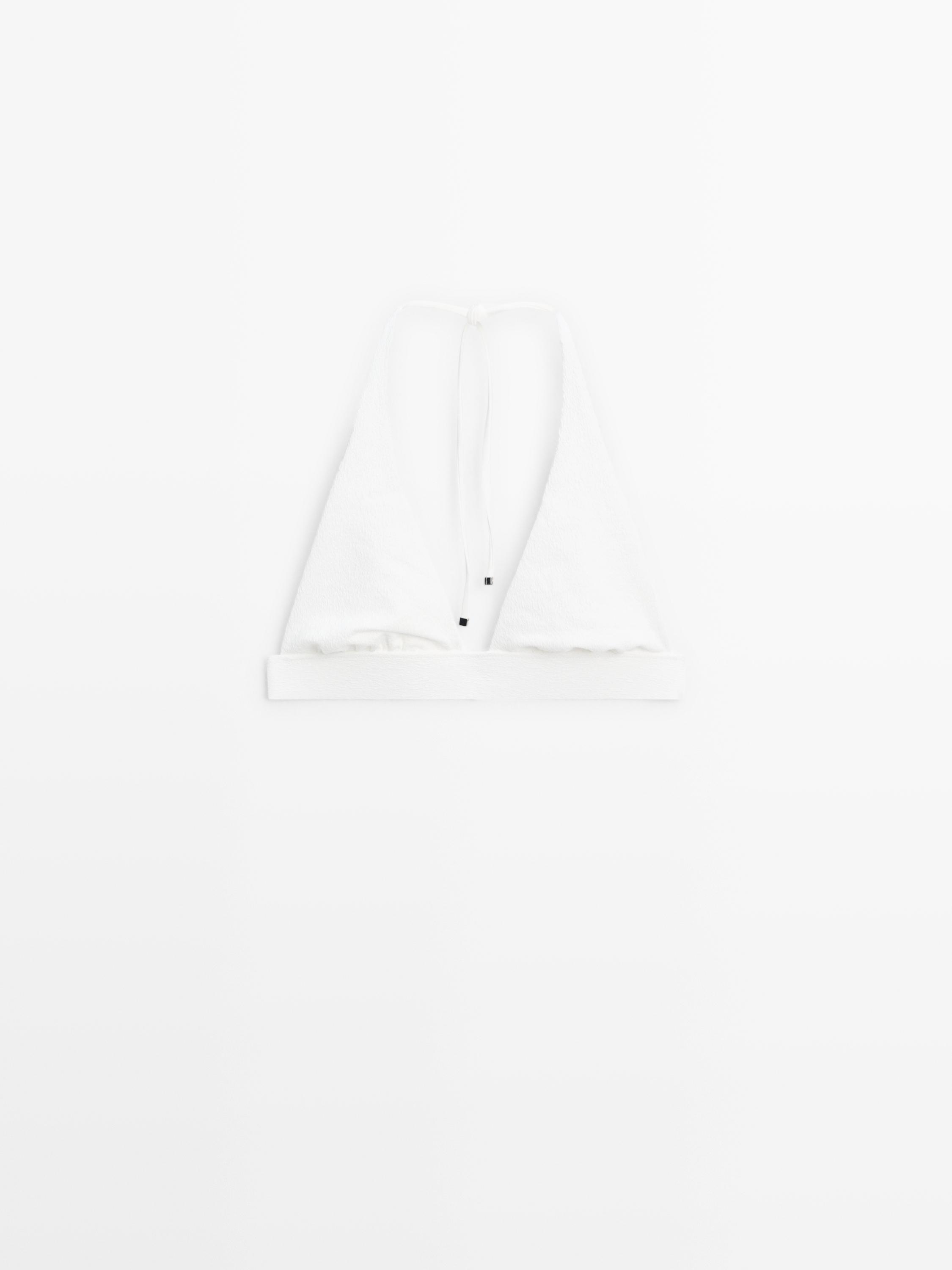 Textured triangle bikini top