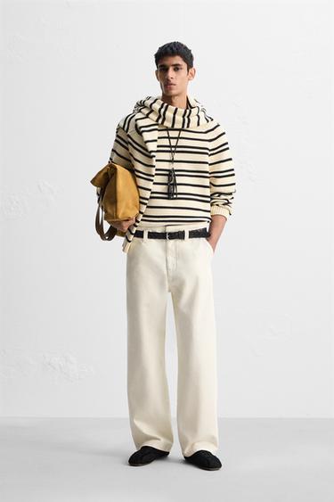 Zara LIMITED EDITION RELAXED STRAIGHT FIT JEANS - Oyster-white