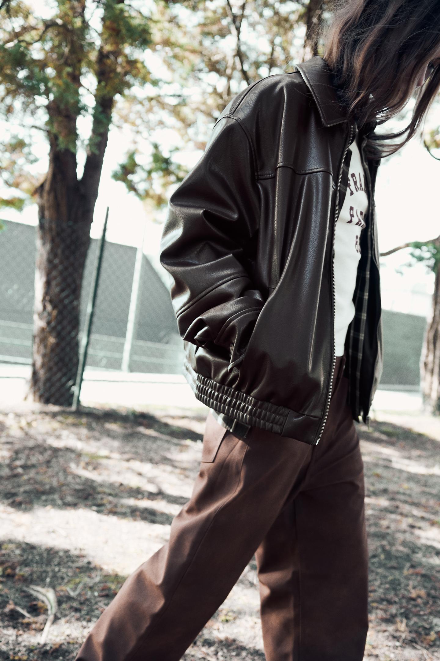 FAUX LEATHER BOMBER JACKET