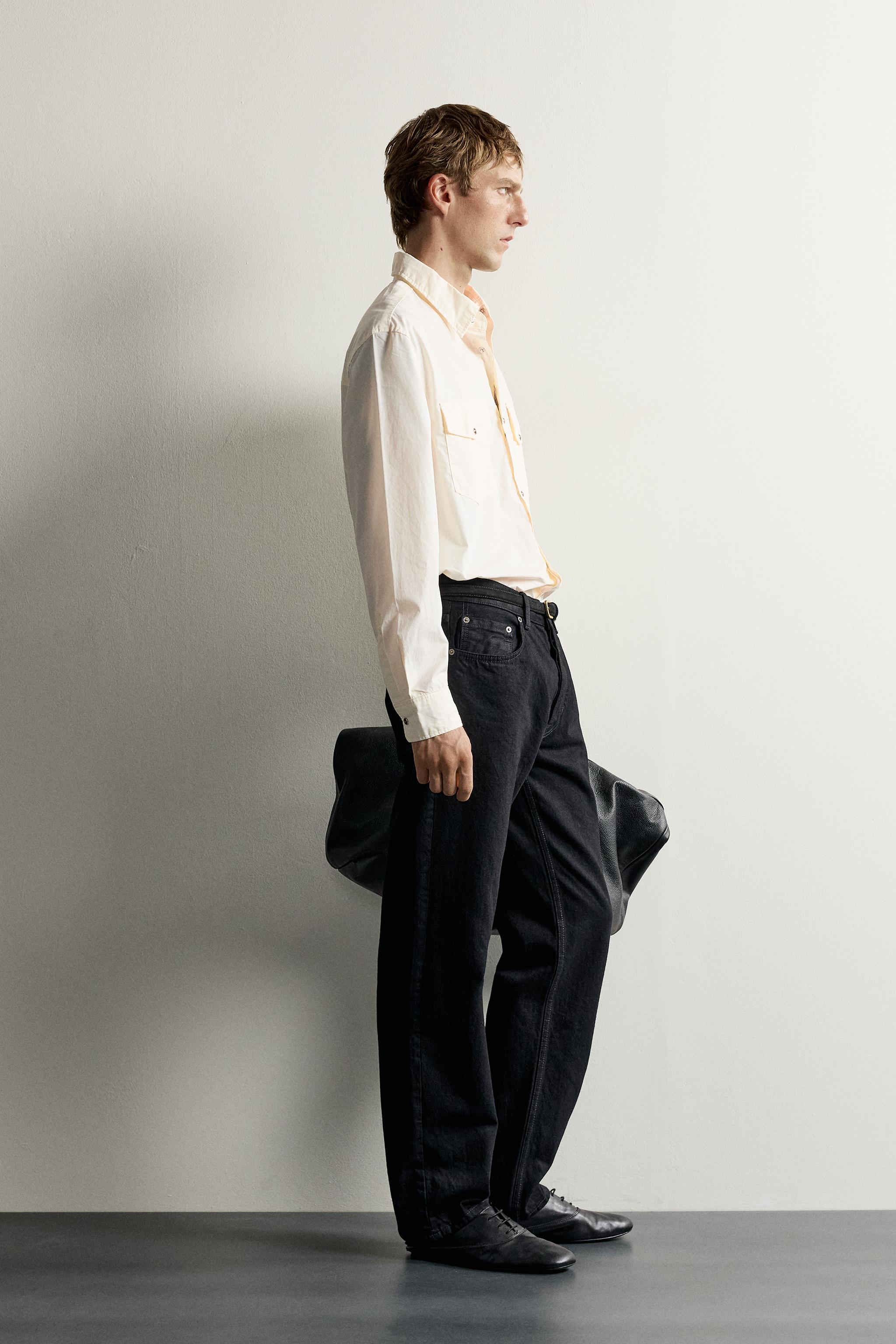 Мужские рубашки Zara RELAXED FIT POCKET SHIRT — фото 4